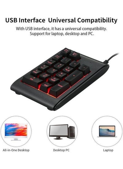 Buy USB Wired 19 Keys Mechanical Mini Numeric Keypad Black in UAE