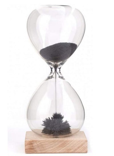 اشتري Hourglass Magnetic Hour Glass Sand Timer with Wooden Base Home Decor Desktop Accessories (Black) في الامارات