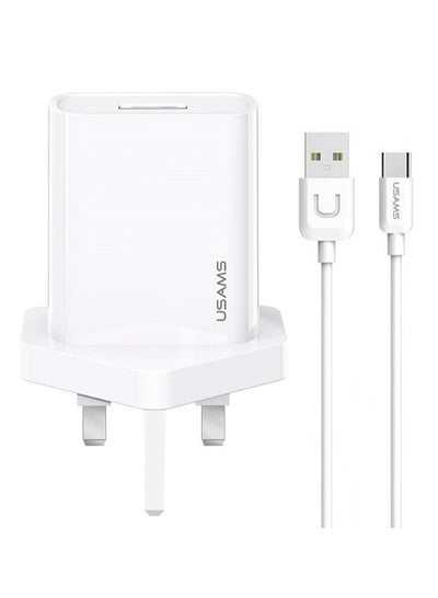 Buy T21 Charger Kit T18 UK Fast Charger + U turn Type-C Cable White in UAE