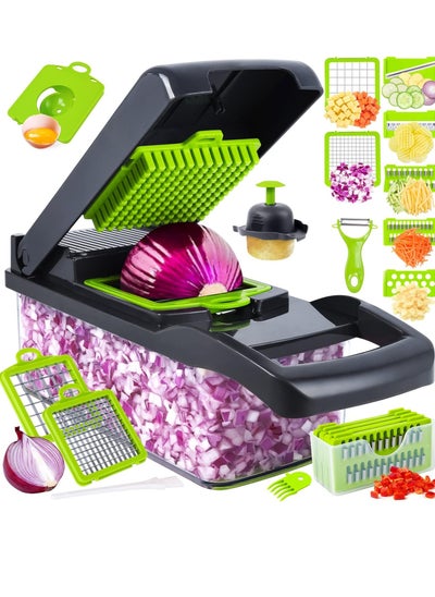 Buy Vegetable Chopper, Pro Onion Chopper, 14 in 1Multifunctional Food Chopper in Saudi Arabia