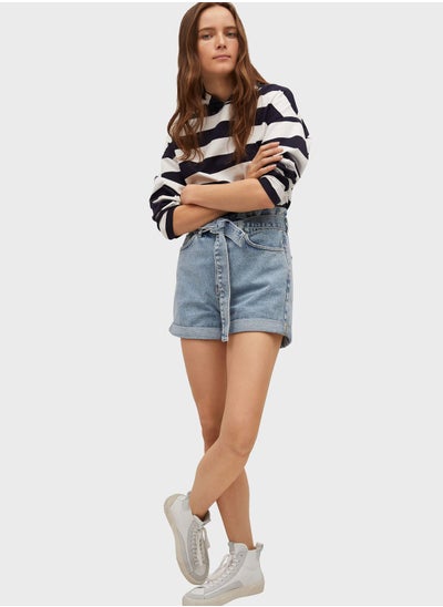 Buy Denim Tie Detail Shorts in Saudi Arabia