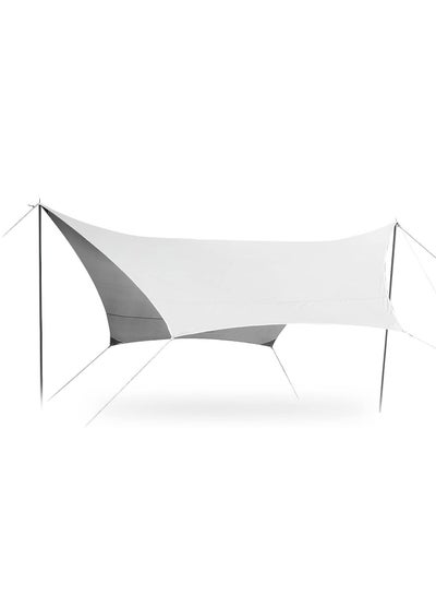 Buy polygonal shade tarp, large area covered, suitable for 6-9 people, equipped with support poles, UV and waterproof, backyard camping, beach, deck, park and carport, sand in UAE