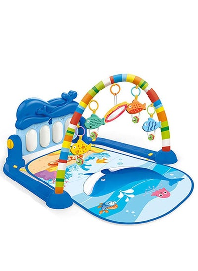 اشتري Baby Play Mat Piano Fitness Rack Blue-Play Mat Activity Gym for Baby في السعودية