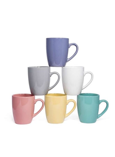 Buy Ceramic 6 Piece Stoneware Color Mugs Set 360 ml in UAE