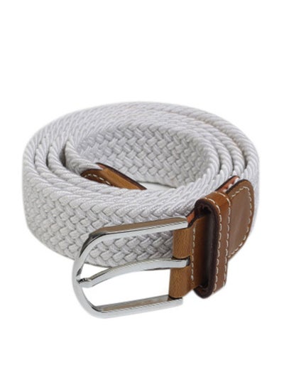 Buy 105-110cm Elastic Braided belt Needle Buckle Elastic Belt Casual Canvas White in UAE