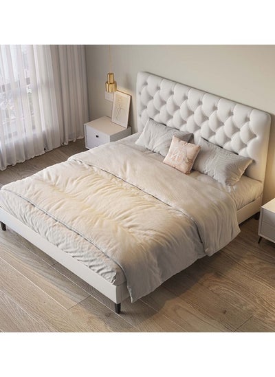 اشتري Maple Home  Bed Frame Upholstered Velvet King Queen Size Floating Wood Bed Base Bedroom Furniture في الامارات