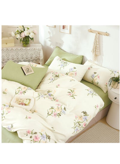 Buy Printed Comforter Set 4-Pcs Single Size All Season Decorated Reversible Single Bed Comforter Set With Super-Soft Down Alterntaive Filing,Yellow Metal in Saudi Arabia