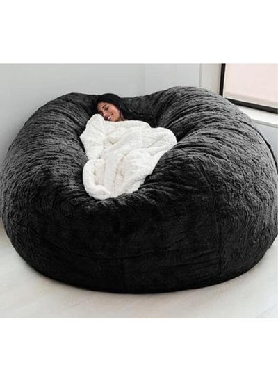 Buy Large Bean Bag Cover(Filler Not Included) Round Soft Fluffy Cover with Faux Fur in UAE