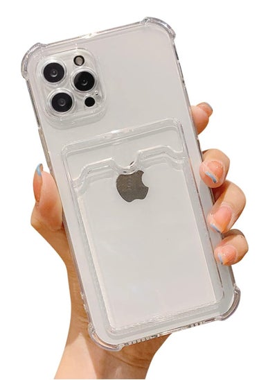 Buy TenTech Transparent cover with shockproof corners with card holder - card holder - heat-resistant polyurethane card holder for iPhone 11 Pro Max - transparent in Egypt