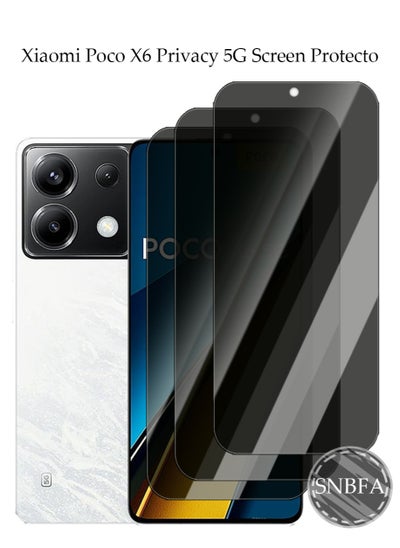 Buy 3 PCS Xiaomi POCO X6 Privacy Screen Protector，28°Privacy Protector Support Fingerprint Unlock ,9H Tempered Glass Film Easy Installation Anti-Scratch Film in Saudi Arabia