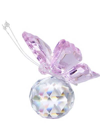 Buy Pink Crystal Flying Butterfly with Crystal Ball Base Figurine Collection Cut Glass Ornament Statue Animal Collectible Gifts For Mother Sisters Brother And Friend in Saudi Arabia