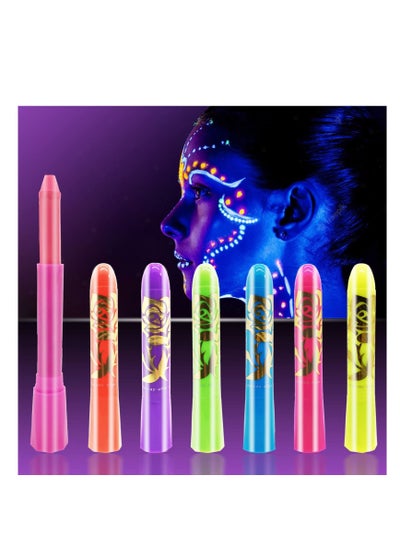 اشتري Face Paint Crayons Glow, Glow in The Dark UV Face Paint Crayons, The Dark Body Painting Kit Under UV and Black Light Makeup Non-Toxic for Halloween Masquerades Easter Festivals Party Supplies(6 Color) في السعودية