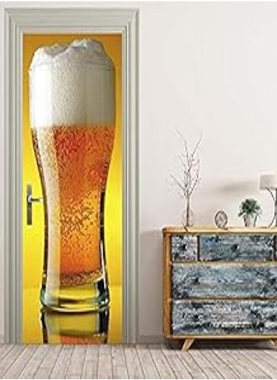 Buy 3D Glass Of Beer Door Sticker Self-adhesive Home Decorative Wall Sticker in Egypt