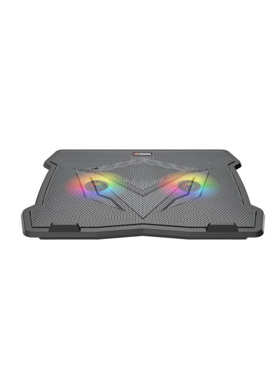 Buy Laptop Gaming Cooling Pad 9-14Inch 2 Fan Dual USB LED Illuminated Lightweight Quick Cooling Aluminum Alloy Grid with Foldable Stand in UAE