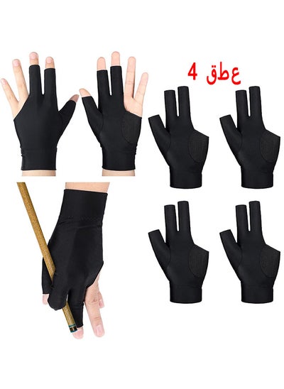 Buy 4 PCS 3 Fingers Pool Gloves Billiard Gloves Cue Shooter Pool Gloves Anti Skid Billiard Glove Left Hand Shooters Snooker Cue Sport Glove For Women Men Billiard Shooters Accessories in UAE