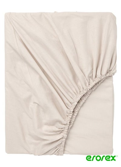 Buy Fitted sheet beige 180x200 cm in Saudi Arabia