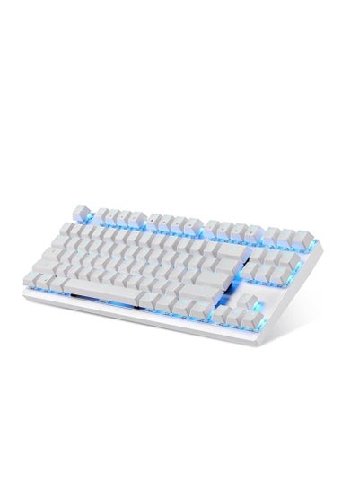 اشتري Motospeed 2.4GHz Wireless/Wired Mechanical Keyboard GK82 87Keys Led Backlit Blue Switches Type-C Gaming Keyboard for Gaming and Typing,Compatible for Mac/PC/Laptop(White) في السعودية