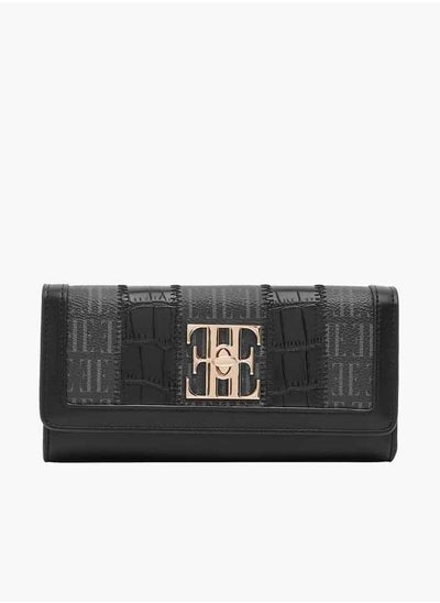 اشتري Women Monogram Print Flap Wallet with Twist Lock Closure في الامارات