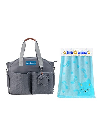 Buy Combo Pack Of 2 Diaper Portable Bag With Bamboo Towel - Blue in UAE