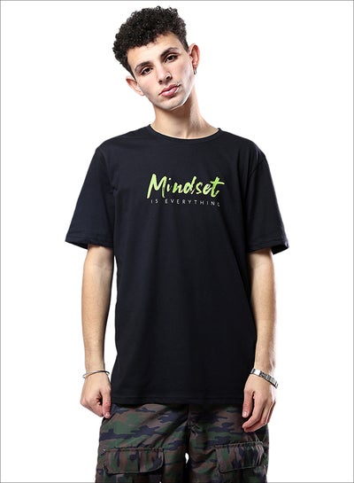 اشتري Printed "Mindset" Black Short Sleeves Tee في مصر