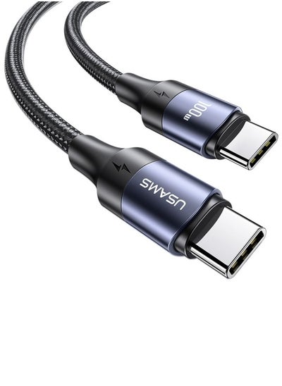 Buy USAMS Type C To Type C 100W PD Fast Charging Cable And Data Cable Nylon Braided Compatible With Laptop, Tablet, And Phone Support PD Fast Charging And 480mbps Data Transformation Rate[1.2M] in UAE