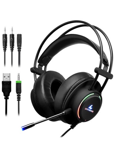 Buy GH569 Gaming Headset with Microphone LED Light, 3.5mm input - for PC, PS4, Xbox One, Nintendo Switch in Egypt