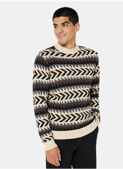 Buy Chevron Knit Crew Neck Sweater in Saudi Arabia