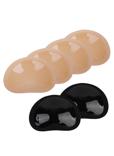Buy 6 Piece Bra Pads Push Up Breast Pads, Self Adhesive Invisible Breast Patch Underwear Breast Pads, Increase Cup Size, Breathable, Reusable, Waterproof, Cleavage Enhancer Pads (Skin and Black) in UAE