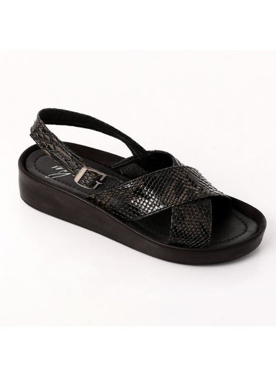 Buy Cross Toecap Reptile Skin Black Sandals in Egypt