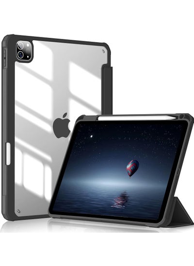 Buy Case Cover For Apple iPad Pro 11 inch (2022/2021/2020/2018) Generation with Pencil Holder, [Support Apple Pencil Charging and Touch ID], Clear Transparent Case with Auto Wake/Sleep in UAE