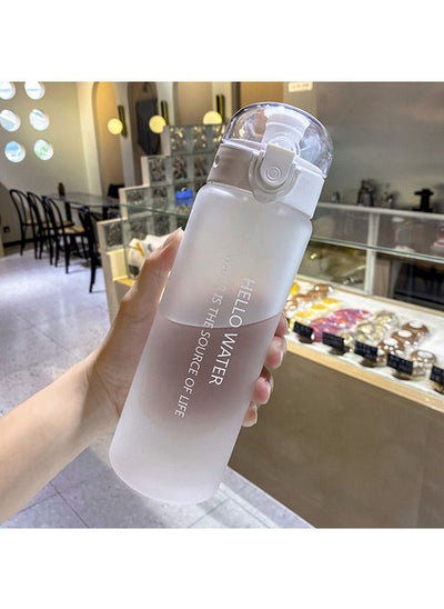 Buy 780ml Large Capacity Water Bottle, Portable Plastic Water Bottle, Sports Water Bottle, With Pop-Up Lid and Time Mark Reminder Cream Cup, For Outdoor Sports and Fitness - Matte White in Saudi Arabia