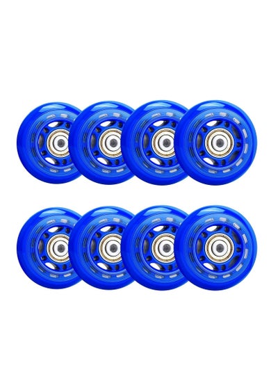 اشتري 8 Pack 64mm, 82A/84A Inline Skate Wheels with ABEC-7 Bearing, Indoor/Outdoor Roller Wheels, Blade Skating Training for Scooters,Beginner Blades Replacement Wheel في الامارات