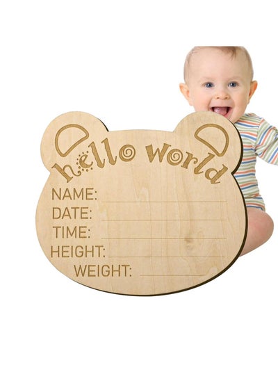 اشتري Baby Announcement Sign, Newborn Baby Announcement Sign, 5.9 Inch Hello World Newborn Welcome Sign for Baby Shower, Photo Prop, Hospital, Nursery, New Parents في السعودية