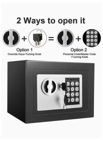 اشتري Security Safe, Digital Keypad Safe, Steel Alloy Safe, Store Documents, Cash, Jewelry, Suitable for Home/Office/Hotel (Black) في السعودية