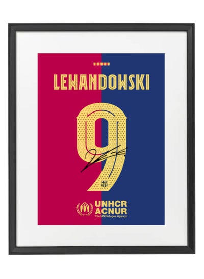 Buy Robert Lewandowski Barcelona Autographed Jersey - Framed Poster 50x40cm - Football Memorabilia, Soccer Collectible, Gift for Fans in UAE