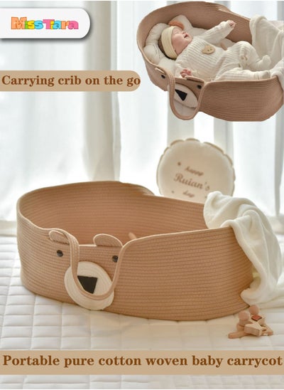 Buy Cartoon Baby Sleeping Basket Baby Changing Basket Foldable Handheld Weaved Cotton Woven Basket for Travel in UAE