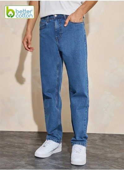 Buy Cotton Stretch 5-Pocket Relaxed Fit Jeans in Saudi Arabia