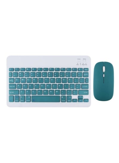 اشتري Ultra-thin, portable, rechargeable wireless keyboard mouse with keyboard compatible with most devices that support android IOS windows turquoise color في السعودية