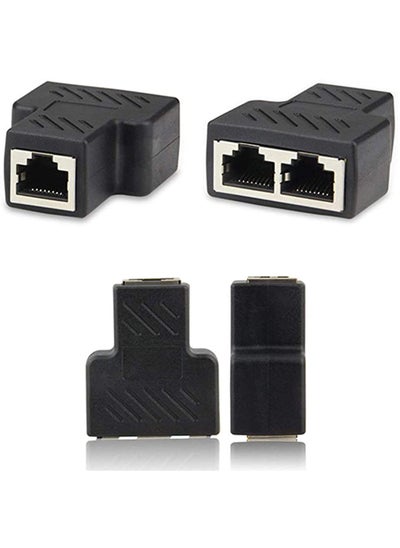 اشتري RJ45 Splitter Connector Adapter, 1PC USB to RJ45 Port 1 to 2 Female Ports for CAT 5/ CAT 6/ CAT 7 LAN Ethernet Cables Socket Splitter Hub PC Laptop Router Contact Modular Plug (Black) في الامارات