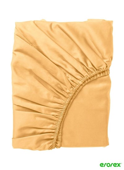 Buy Fitted sheet yellow 180x200 cm in Saudi Arabia