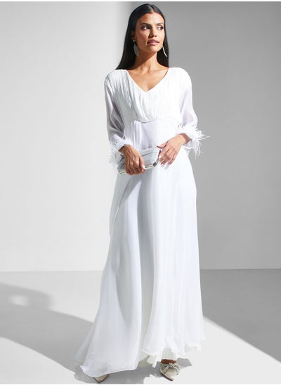 اشتري V-Neck Belted Dress في الامارات