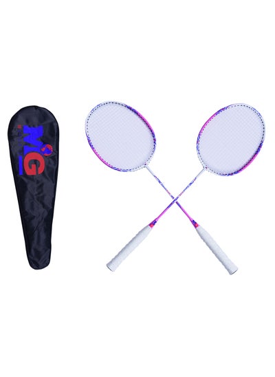 اشتري Badminton Racket Set of 2 with Carry Bag Pink/White في السعودية