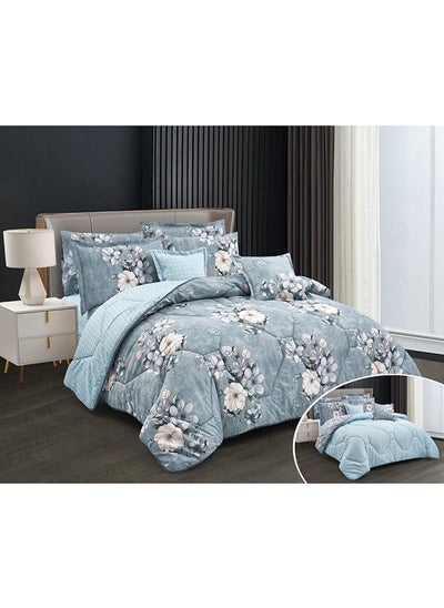 Buy Horse comforter set with durable and soft fabric two sides with a floral pattern 8 pieces king size in Saudi Arabia