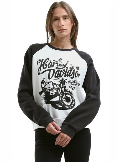 Buy Bi-Tone Black & White Printed Long Sleeves Sweatshirt in Egypt