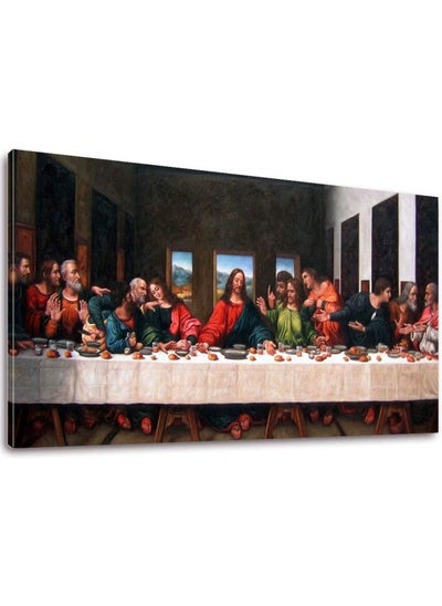 Buy The Last Supper By By Leonardo Davinci- 20 X 40 Long Classic Painting Print Pictures Canvas Artwork Framed For Living Room Bedroom Home Office Decor in UAE