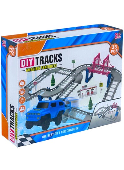 Buy 33 Pc DIY Battery Operated Car Track Vehicle Playset in Saudi Arabia