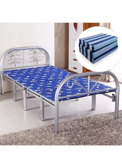 Buy Folding Bed with Foam Folding Mattress Portable Single Folding Mattress Size 180x90 CM, Heavy Duty Steel Frame Size 90x190 Centimeters in UAE