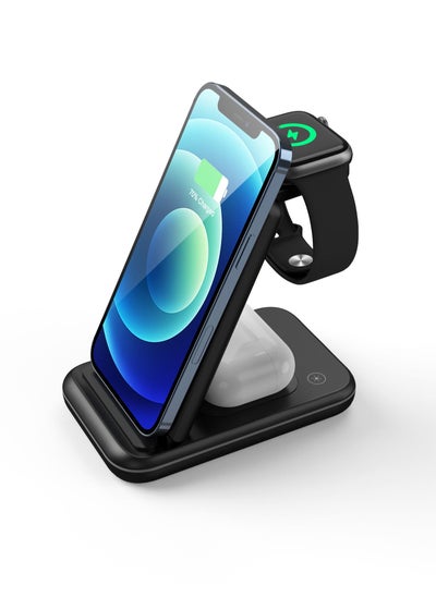 Buy Wireless Fast Charger Phone Holder 15W Fast Charging Foldable 3 IN1 holder For All Devices in Saudi Arabia