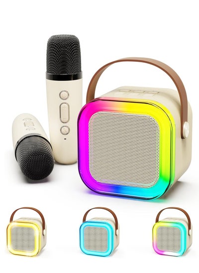 Buy Karaoke Machine for Kids, Mini Portable Bluetooth Karaoke Speaker with 2 Wireless Mics and led Colorful Lights for Kids Adults, Gifts Toys for Girls Boys Family Home Party white color in Saudi Arabia