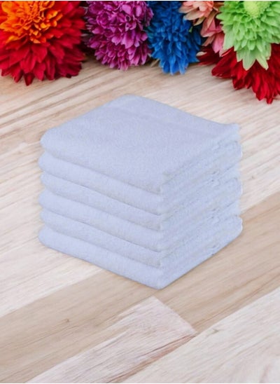 Buy 6 white cotton towels 30x30 cm in Saudi Arabia